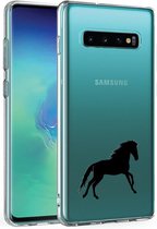 Samsung Galaxy S10 Plus transparant siliconen hoesje zwart paard