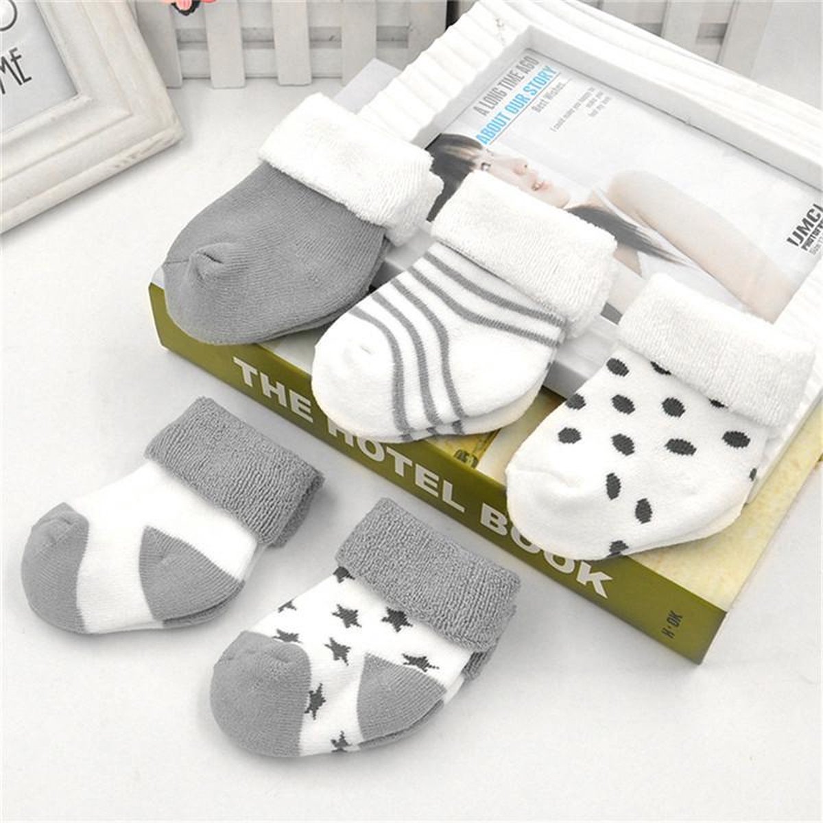 5 Paar warme katoenen baby sokjes - Grijs - 0-12 maanden - Mooie kwaliteit  katoen -... | bol.com