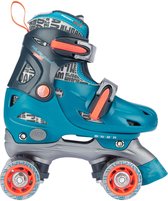 Nijdam Rolschaatsen Junior Verstelbaar Hardboot - Disco Twirl - Turquoise/Antraciet/Fluororanje/Zilvergrijs - 27-30