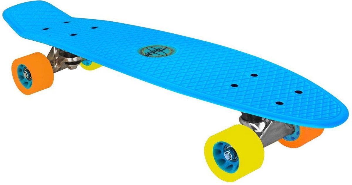Nijdam Kunststof Skateboard 22.5" - Flipgrip-board -  Blauw/Fluororanje/Fluorgeel | bol.com