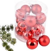 Kerstballen rood 3cm 15st