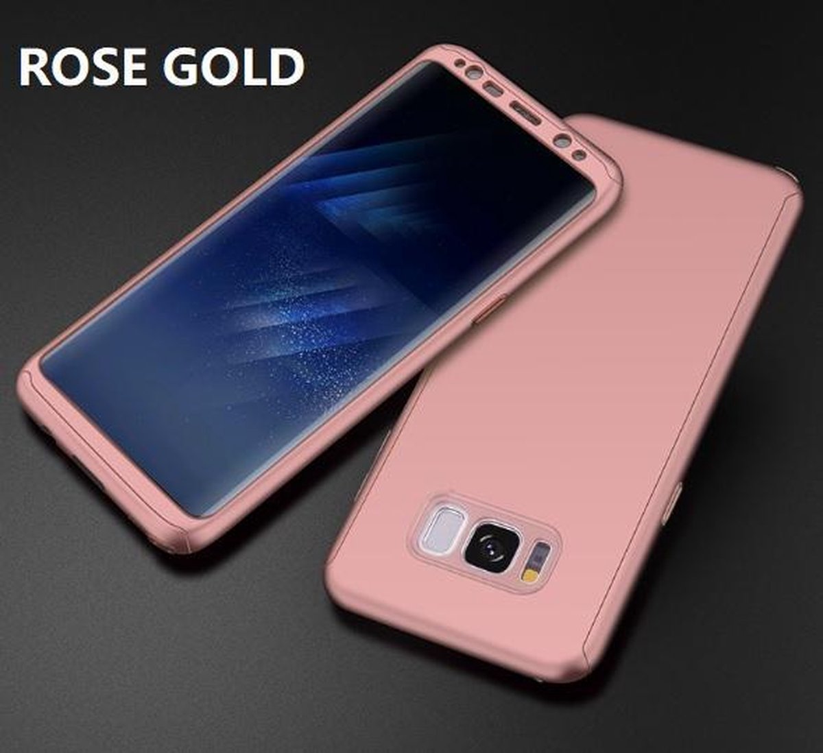 360-graden Frosting Beschermhoesje Set voor Galaxy S8 Plus _ Roze Goud