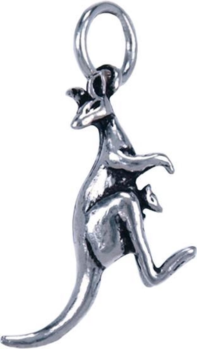 Zilveren Kangoeroe met baby ketting hanger