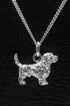 Zilveren Basset fauve de bretagne ketting hanger - groot