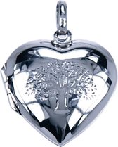 Zilveren Foto medaillon hart levensboom ketting hanger - 2 foto's
