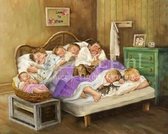 Diamond Painting Familie in bed 40x50cm. (Volledige bedekking - Ronde steentjes) diamondpainting inclusief tools