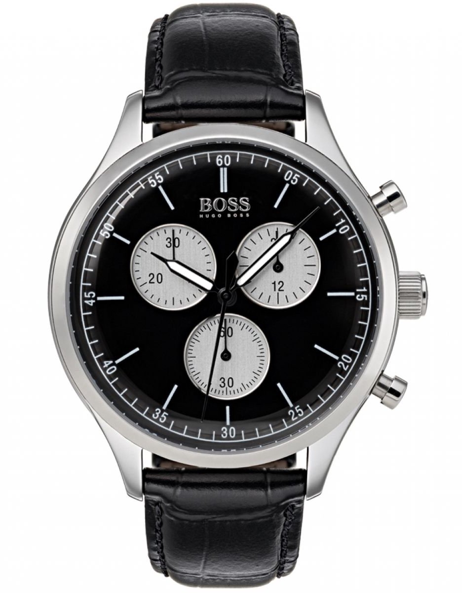 Hugo Boss HB1513543 Companion Horloge - Leer - Zwart - Ø42 mm