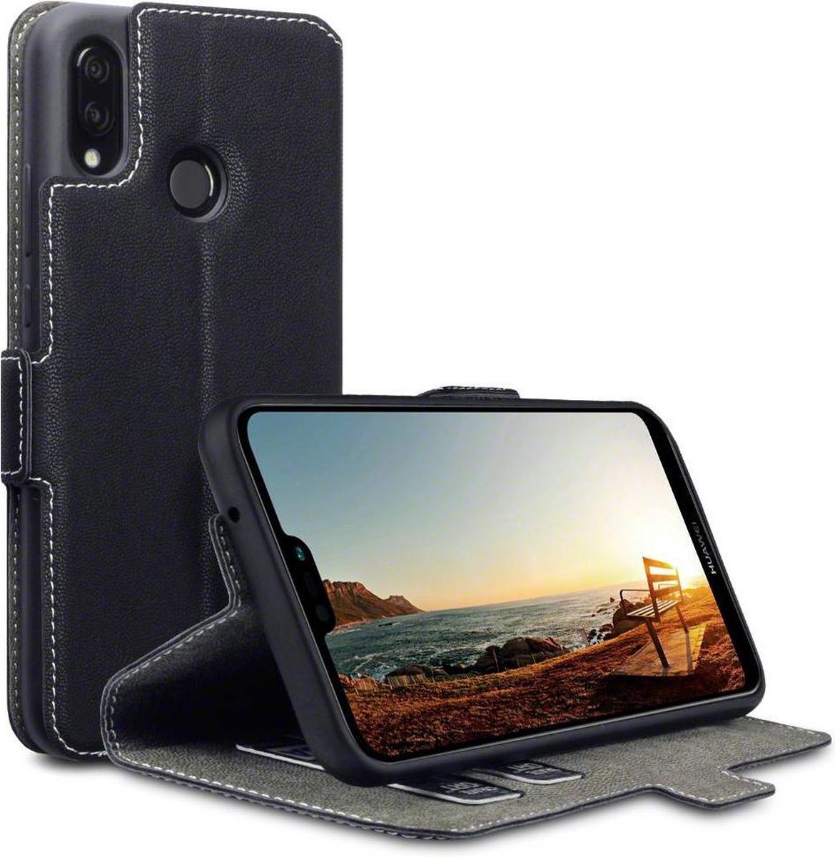 Qubits - slim wallet hoes - Huawei P20 Lite - zwart