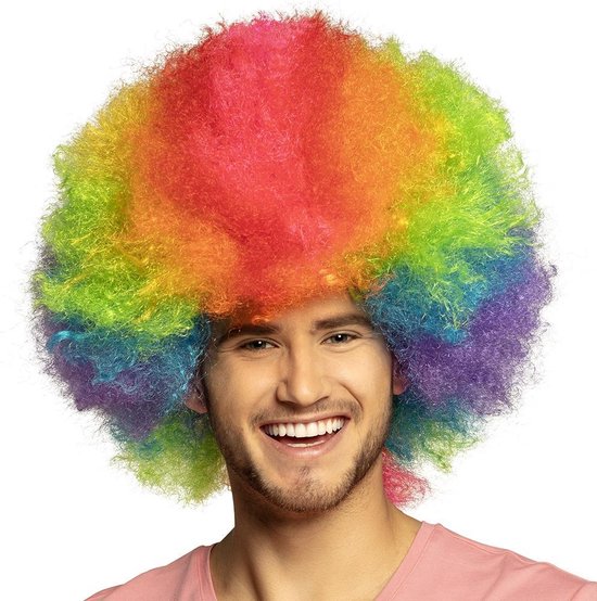 Boland - Pruik Clown Rainbow deluxe Multi - Afro - Kort - Unisex - Clown |  bol.com