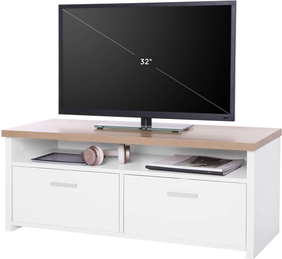 TV Meubel – 100 x 40 x 40 cm Wit + houtkleuren | bol.com