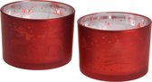 Kaarsen - in glas - Kerstboom en Rendier - 2 stuks - 11cm - Rood