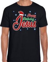 Fout Kerst shirt / t-shirt - Happy birthday Jesus / Jezus - zwart - heren - kerstkleding / kerst outfit 2XL (56)