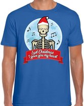 Fout Kerst shirt / t-shirt - Last Christmas i gave you my heart - blauw voor heren - kerstkleding / kerst outfit XL (54)