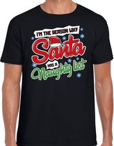 Fout Kerst shirt / t-shirt - Why santa has a naughty list - zwart voor heren - kerstkleding / kerst outfit L (52)