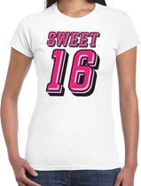 Sweet 16 verjaardag t-shirt wit voor dames XS