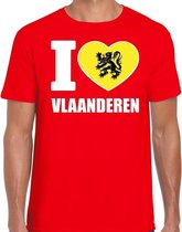 Rood I love Vlaanderen t-shirt heren L