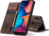 Samsung Galaxy A20e Bookcase hoesje - CaseMe - Effen Bruin - Kunstleer