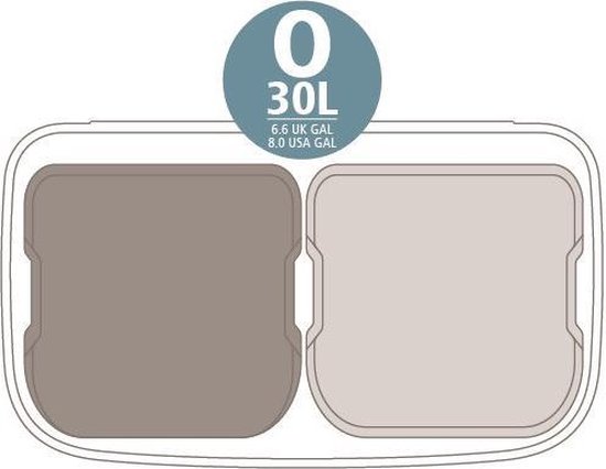 Bovenaanzicht van de twee 30L binnenemmers van de Brabantia Bo Touch Bin.