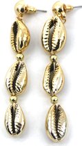 Dielay - Oorhangers met Schelpen - Oorbellen - 7x1,2 cm - Chrome Goudkleurig