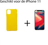 Apple iPhone 11 Geel Antischock Hoesje Met Liquide sillicone technology +  screenprotector
