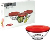 Pasabahce Aqua - Glazen Kommen Met Deksel - Set van 6 - 100 mm