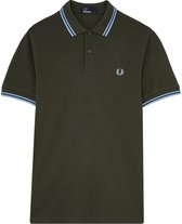 Fred Perry Poloshirt - Mannen - donkergroen/lichtblauw