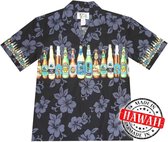 Hawaii Shirt - Blouse - Hemd "Bier op een Rij" 100% Katoen - Aloha Shirt - Heren - Made in Hawaii Maat S