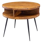 Salontafel - Bijzettafel - Rond - 4 open vakken - Hout - Ø 60 cm