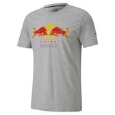 PUMA Red Bull Racing Double Bull Tee Heren Sportshirt - Light Gray Heather - Maat S