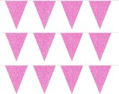 3x Roze glitter vlaggenlijnen / slingers 6 meter