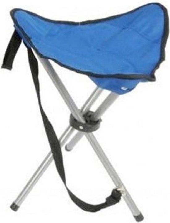 Blauwe opvouwbare lichtgewicht campingkruk/visserskruk 31 x 50 cm - Outdoor/vakantie - Inklapbaar stoeltje/krukje van SportX — afbeelding 4