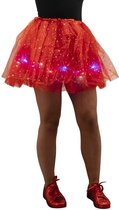 Tule rokje - tutu - volwassen petticoat - gekleurde led lampjes - rood - sterretjes - festival