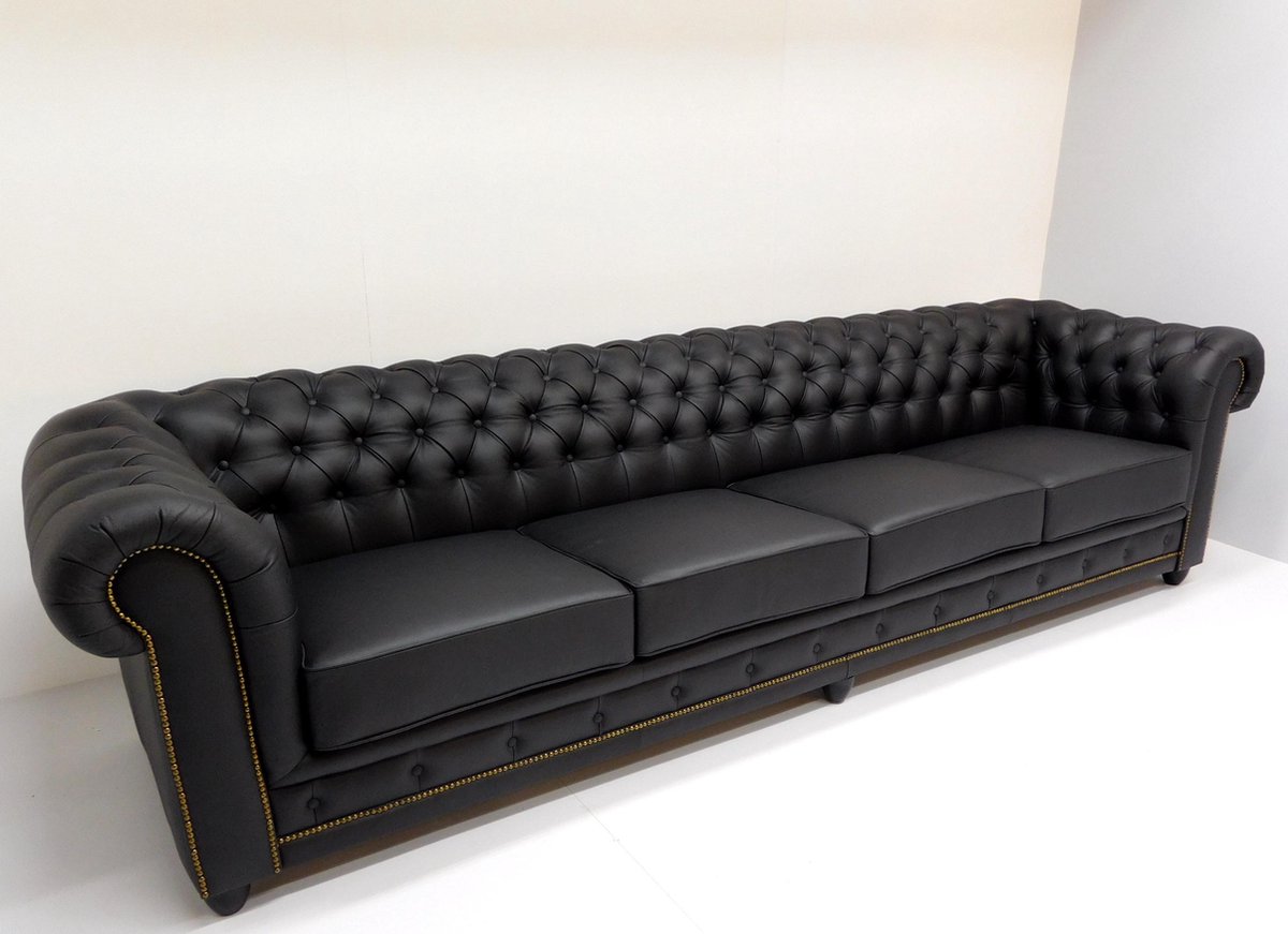 Chesterfield bank ARSENAL JOHN 5 zits met 4 kussens leder Black