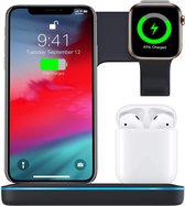 AXTIES® 3 in 1 Draadloze Qi Oplader Inclusief Gratis Quick Charge 3.0 USB Kabel en Adapter Geschikt voor Apple iPhone / iWatch / AirPods 1 2 Pro / Samsung / LG / Huawei - Draadloos