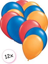 Ballonnen Rood, Blauw & Oranje 12 stuks 27 cm