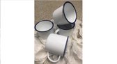 Emaille mok - wit met blauwe rand - 8 cm - 4 stuks