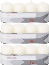 12x Ivoorwitte cilinderkaarsen/stompkaarsen 5 x 8 cm 18 branduren - Geurloze kaarsen - Woondecoraties