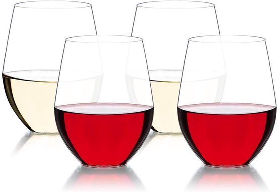 werkwoord sessie weigeren lage zonder poot set van 4 Onbreekbare wijnglazen vaatwasbestendig rode  wijn, witte... | bol.com