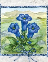 Servet met blauwe bloem