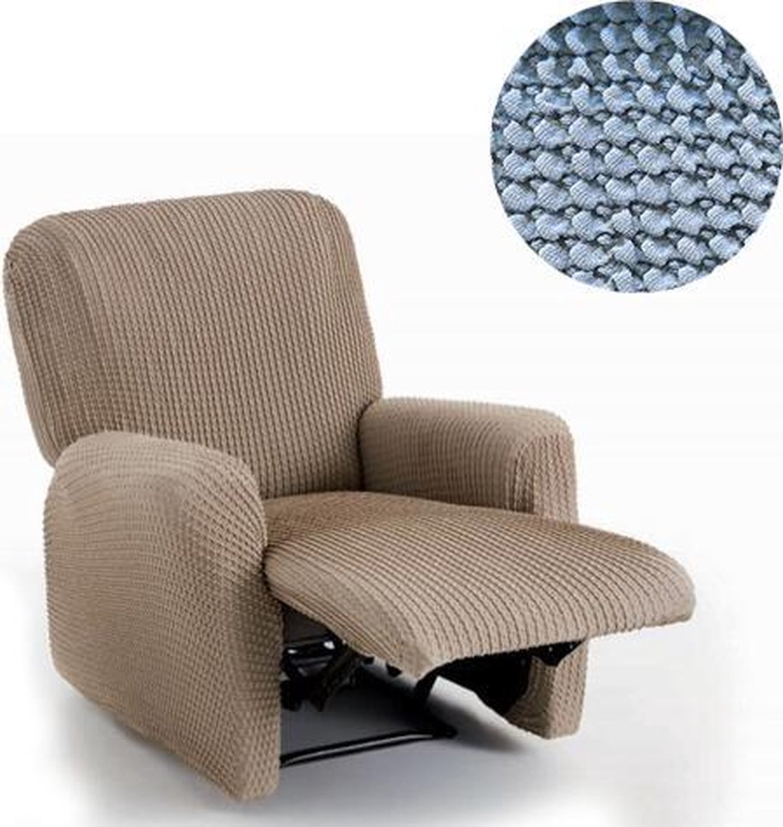 Belmarti® Relaxfauteuil Milos - 60cm tot 85cm breed - Lichtblauw - Hoge kwaliteit stof met maximale elasticiteit - Antistatisch - Van ademend Katoen voor comfortabel zitten zonder zweten