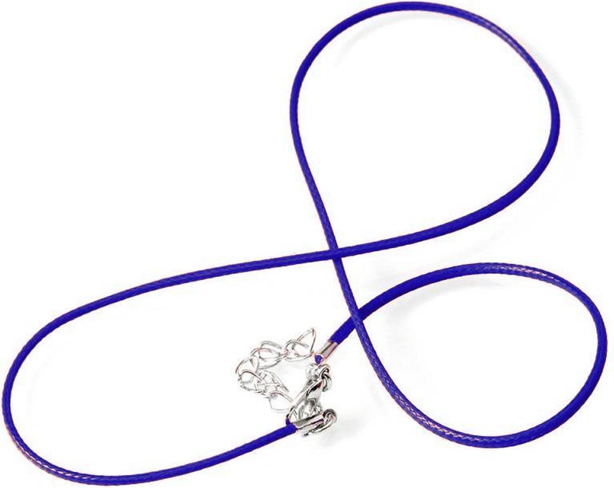 Mooie gladde veter ketting of armband BLAUW. Met een doorsnede 1,5 mm en lengte 45 cm.