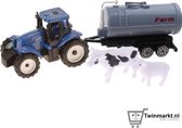 Free and Easy tractor met gierton en dieren 17 cm blauw