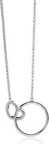 ZINZI zilveren ketting hart rond wit 45cm ZIC1483