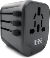 EKEO - Universele Wereldstekker - Reisstekker  met 2 Quick USB Poorten - 2000 Watt - 150+ landen - Zwart