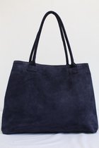 Italiaans handtas schoudertas shopper van echt suède WL810 Donkerblauw