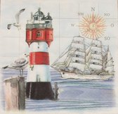 Servetten Lighthouse & Compass 33 x 33 cm