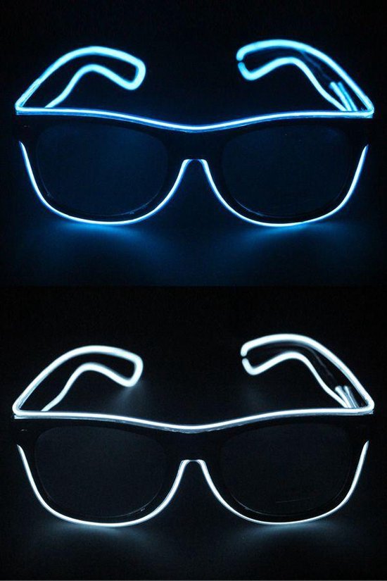 Bril met LED-lights blauw of wit per stuk