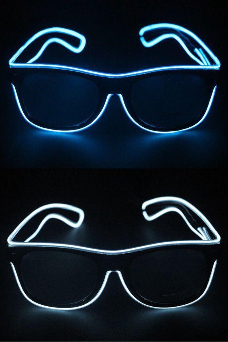 Bril met LED-lights blauw en wit assorti