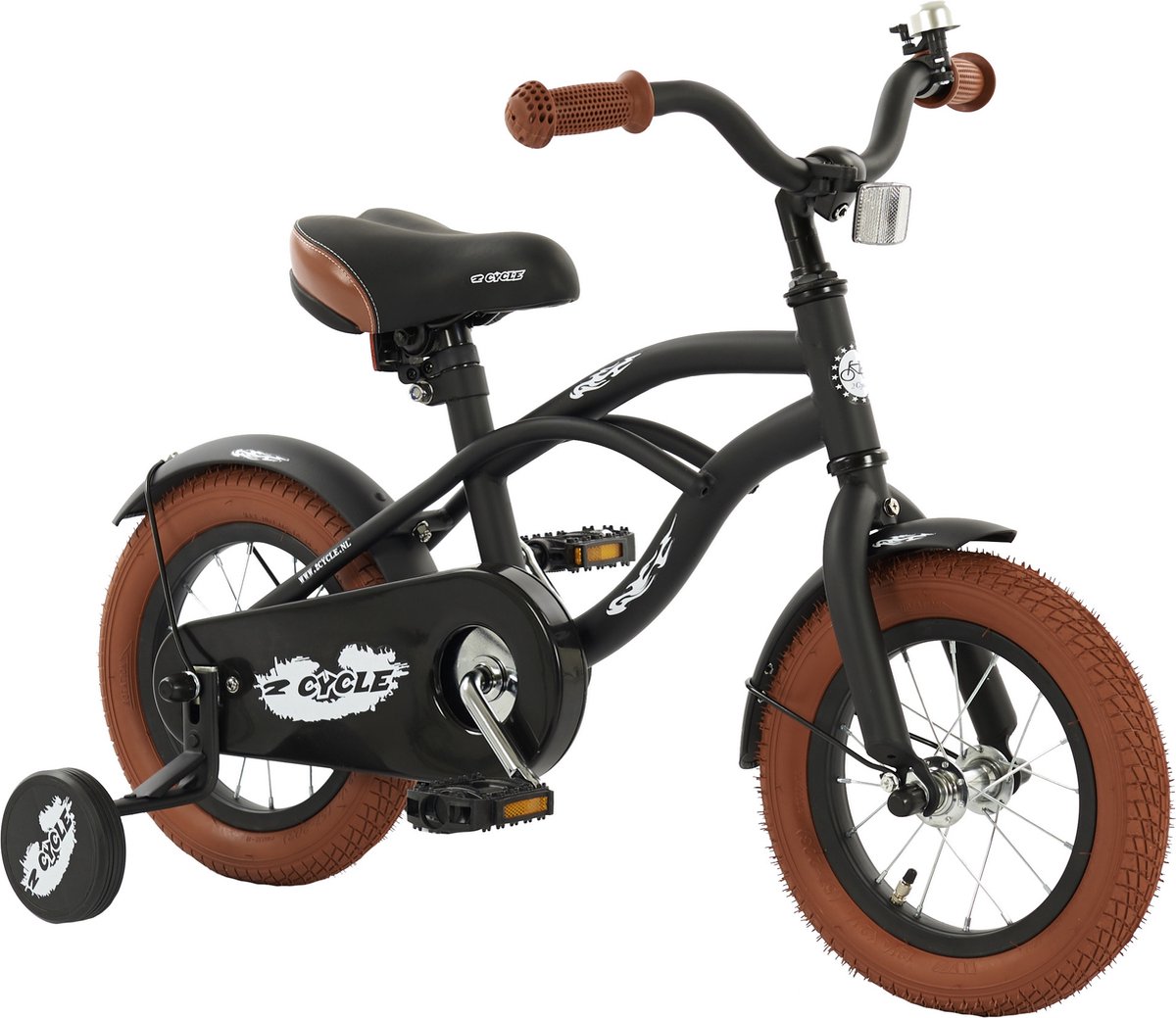 2Cycle Cruiser - Kinderfiets - 12 inch - Mat Zwart - Jongensfiets - 12 inch fiets