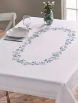 Permin borduurpakket voorbedrukt tafelkleed blauwe bloemen 58-6803R 150x220cm